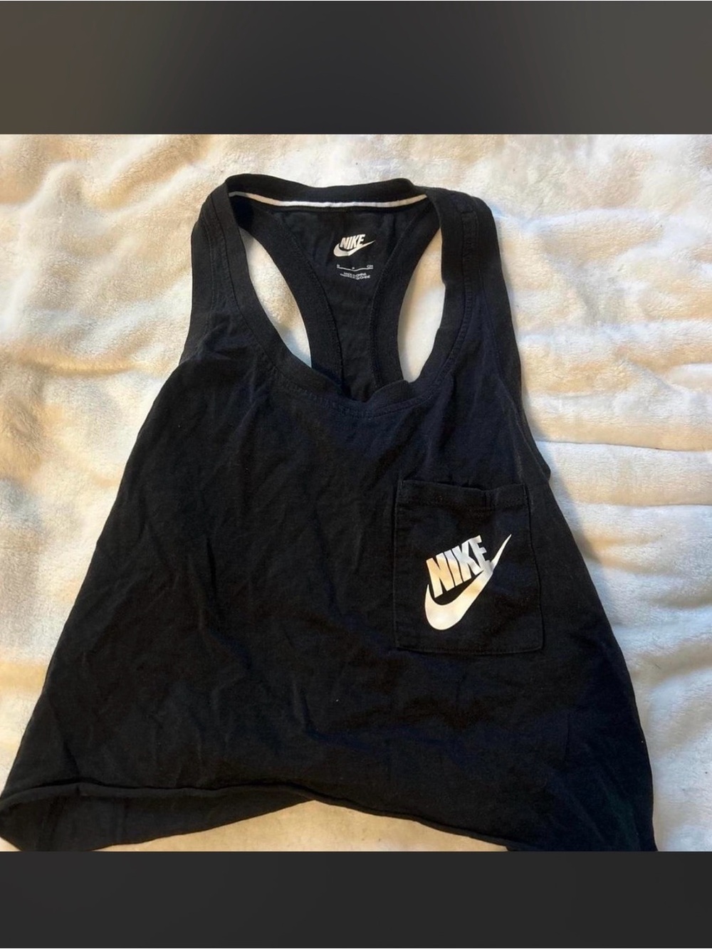 Nike Women’s Black Racerback Tank Top with Pocket Swoosh